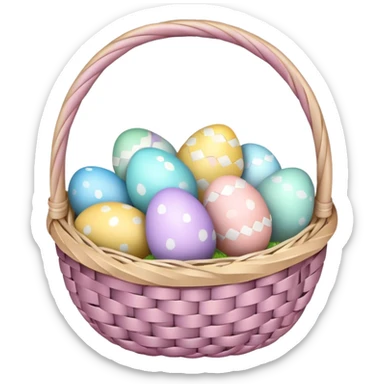 Easter basket with colorful eggs sticker