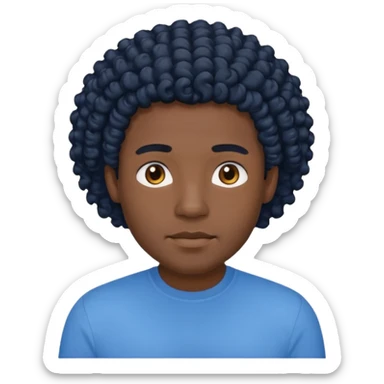 curly haired blue shirt black man  sticker