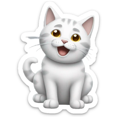 white and gray cat sneezing sticker
