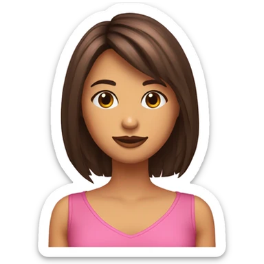 chica morena con flequillo le rechaza rosa a chico con pelo corto y castaño sticker