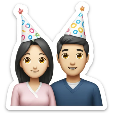 Korean couple celebrating birthday sticker