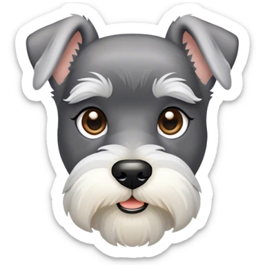 Cinematic Noble Miniature Schnauzer Portrait Emoji, Standing with a proud and stately demeanor, showcasing a sharply defined, salt-and-pepper fur with distinguished eyebrows and a confident, alert expression, simplified yet exquisitely detailed, glowing with a refined, dignified radiance, high shine, exuding intelligence and classic noble charm, soft glowing outline, capturing the essence of a noble Miniature Schnauzer that commands attention with effortless style! sticker