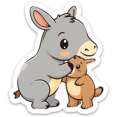 a donkey kissing an otter sticker