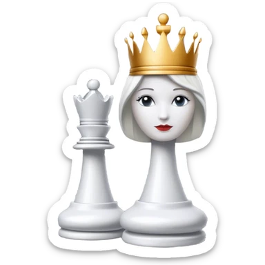 white queen chess piece on chess square sticker