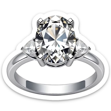 Oval diamond ring with silver and two triangle diamomd band sticker