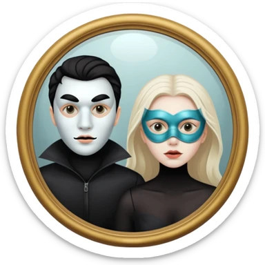 Spooky Man on mask in mirror behind woman sticker