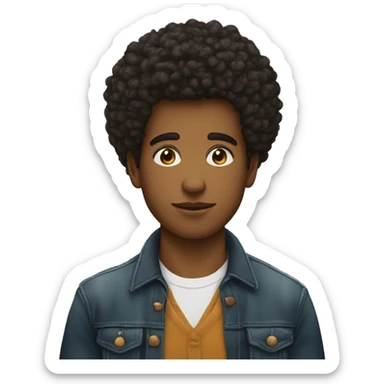 Jeune homme avec une afro et des boucles d'oreilles avec le regard séducteur  sticker