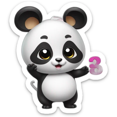 a panda bear explaining a math to a little cute mouse sticker