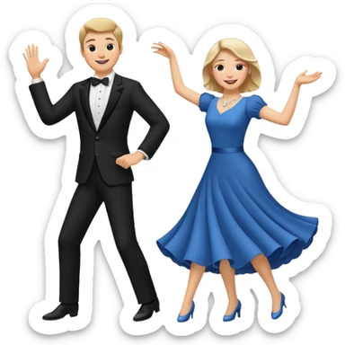 White Man and white woman dancing white sticker