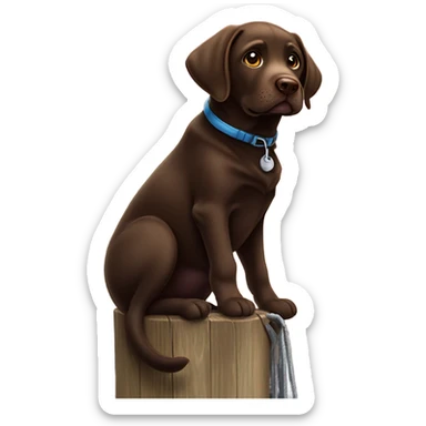 Chocolate Labrador on a power pole  sticker