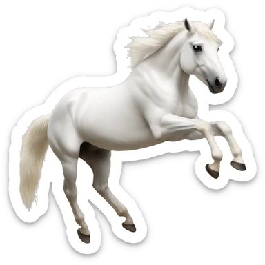 Jumping white horse sticker