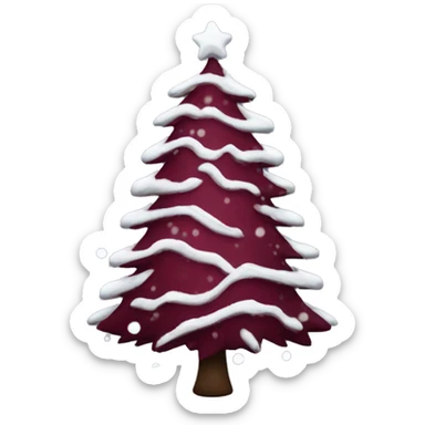 maroon christmas tree with snow sticker