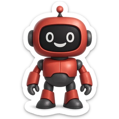 modern and friendly robot with a red and gray gradient color scheme sticker