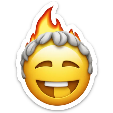 Smiley with flames coming out ears sticker