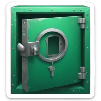 open safe in the middle of the emerald sticker
