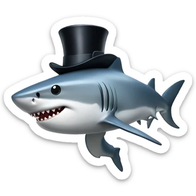 Shark with a top hat sticker