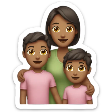 a mother with his three children sticker