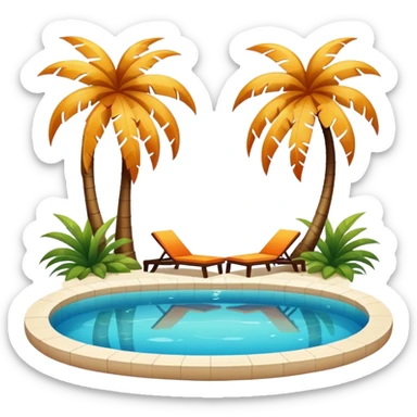 An lush warm-colored romantic pool with lush warm colors sticker