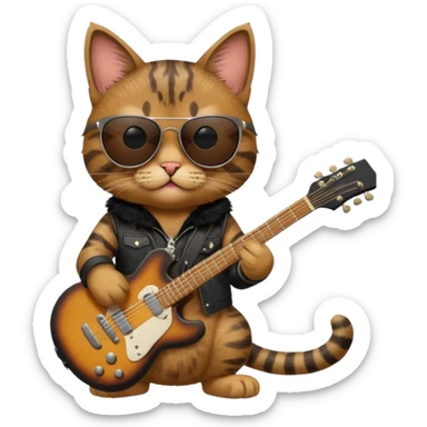 rockstar cat who plays guitar sticker