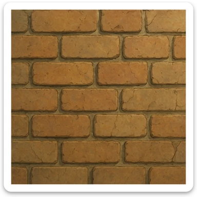 close-up of a brick wall in ghibli style, bricks with subtle color variation, soft lighting, visible mortar, rough texture, slight weathering, cracks sticker