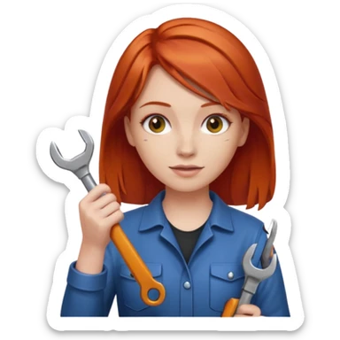 car mechanic, red haired woman sticker
