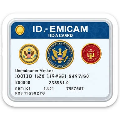 government-issued ID card with seal and serial number sticker