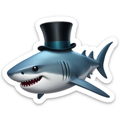 Shark with a top hat sticker