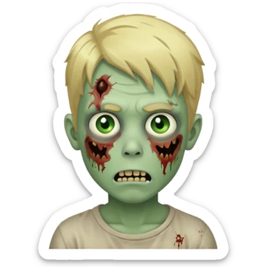 boy zombie with blonde hair and pale green skin sticker