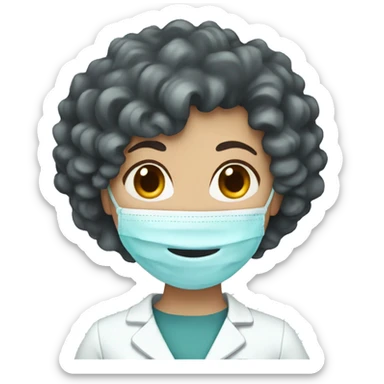 Dentist white woman curly dark hair  sticker