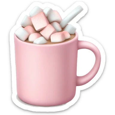 Light Pink mug of hot chocolate with marshmallows  sticker