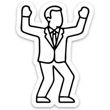 French President Emmanuel Macron dancing with arms raised sticker