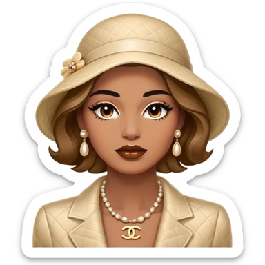 Cinematic Realistic Chanel Pop Culture Emoji, depicted with timeless elegance and iconic style rendered with luxurious textures and dynamic, sophisticated lighting. sticker