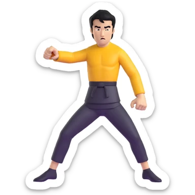 Bruce Lee performing his famous one-inch punch martial arts move sticker