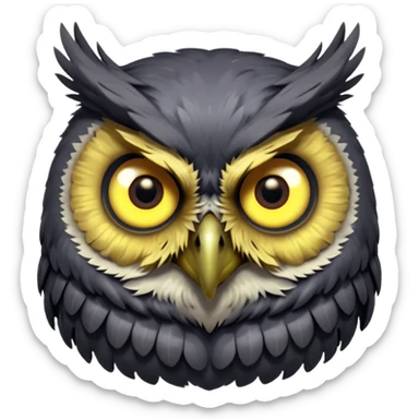zombie owl portrait, head and shoulders only, ragged feathers, glowing eerie eyes, haunted night creature vibe, 3D cartoon, mobile game icon style, clean background, no text, no watermark
 sticker