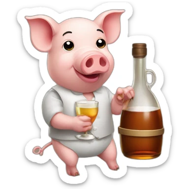 a pig serving liquor sticker