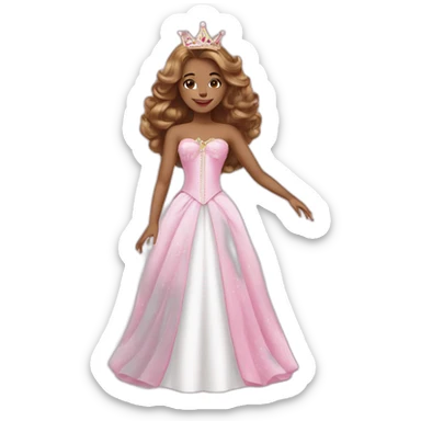pink white princess with crown and princess dress showing pink nails sticker