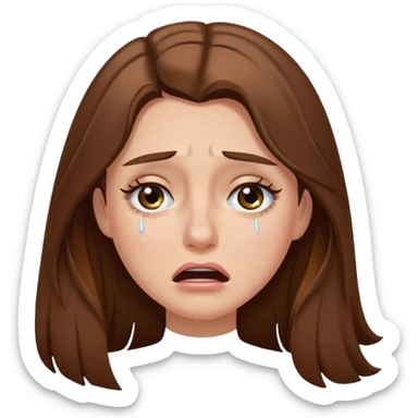 woman with long brown hair crying sticker