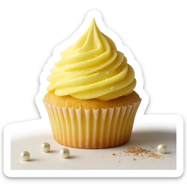 Change the icing to lemon, keep the realistic cupcake and accessories, photorealistic style, transparent background. sticker