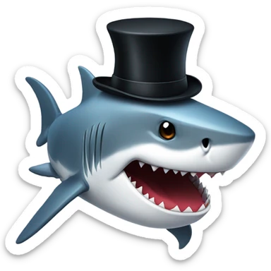 Shark with a top hat sticker