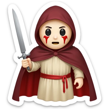 make a ghost face emoji with a cloak on and a bloody knife from the movie scream sticker