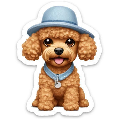 apricot toy poodle wearing a stitch hat  sticker