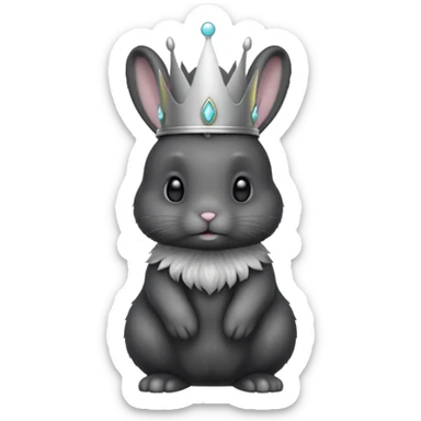 black bunny with silver crown sticker