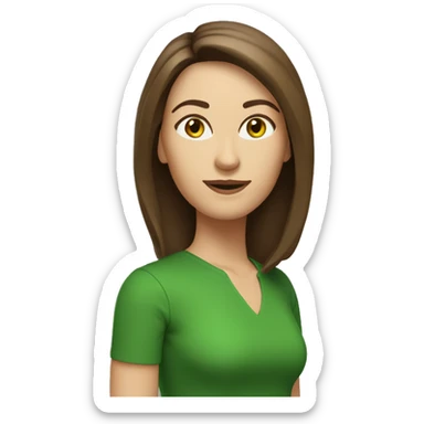 pretty middle age woman with kelly green eyes and shoulder length straight brown hair casual sticker