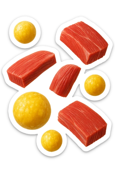 cellule di grasso gialle fluttuano in aria insieme a porzioni di tessuto muscolare umano realistico sticker