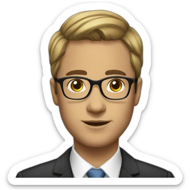 lawyer short hair transparent glasses sticker