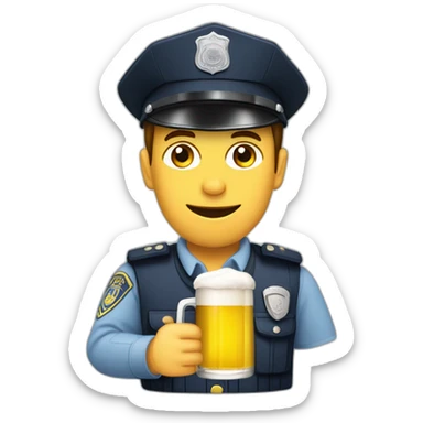 Policier qui boit une bière  sticker