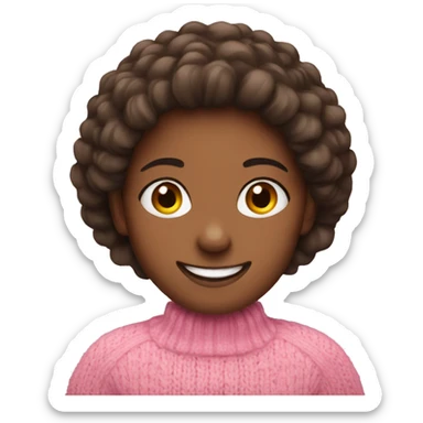 a girl smiling in a pink winter sweater sticker