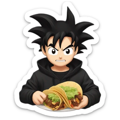 Goku black comiendo un taco sticker