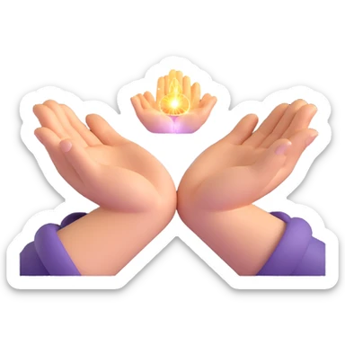 hands in meditation gesture with sparkles of energy sticker