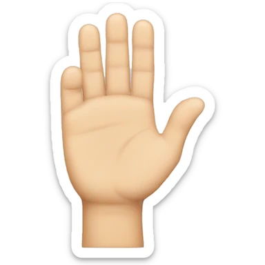 A finger touching the palm sticker